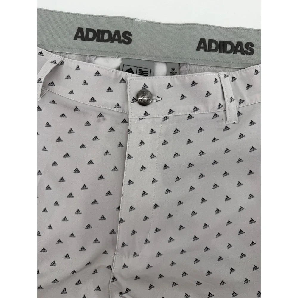 Adidas Golf Mens Grey All Over Logo Print Performance Shorts Size 38